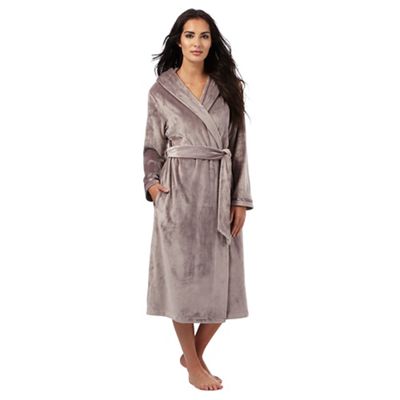 Fawn hooded long dressing gown